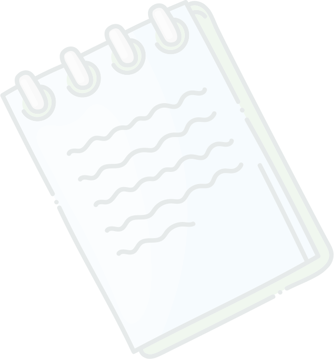 A cartoon of a notebook with lines on it.